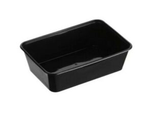 Plastic Rectangle Container 650ml, BLACK (500/CTN)