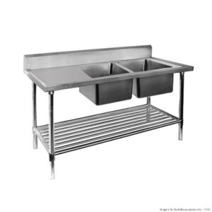Stainless Steel DOUBLE RIGHT Sink Bench w/ Pot Undershelf 2100x700x900