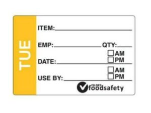 Removable Prep Labels 75x49mm TUESDAY (250/Roll)