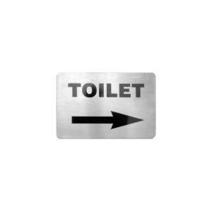 Wall/Door Sign S/S, TOILET RIGHT ARROW, 120x80mm