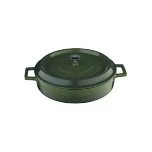 Cast Iron Round Low Casserole, LAVA GREEN, 280mm/3.4Lt