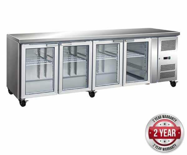 Gastronorm Work Bench Fridge 4 Glass Door GN4100TNG