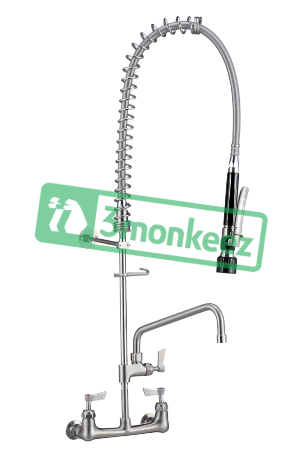 3Monkeez Exposed Wall Mounted Pre Rinse Unit With Spreaders And 12''' Pot Filler