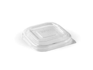 PET Lid For Biocane Square Takeaway Base 280-630ml NATURAL/WHITE BIOPAK (600/CTN)