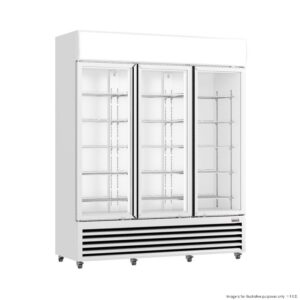 THERMASTER Upright Fridge Glass 3 Door 1065Lt WHITE