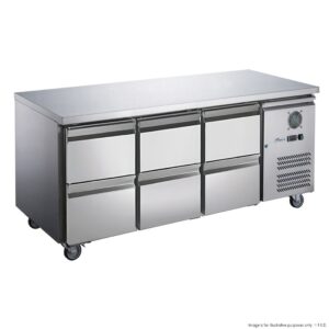 FED-X Bench Fridge Stainless Steel w/ 6 Drawers 417Lt