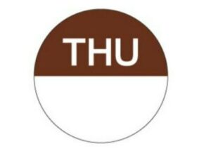 Removable Day Labels 24mm Circle THURSDAY (1000/Roll)