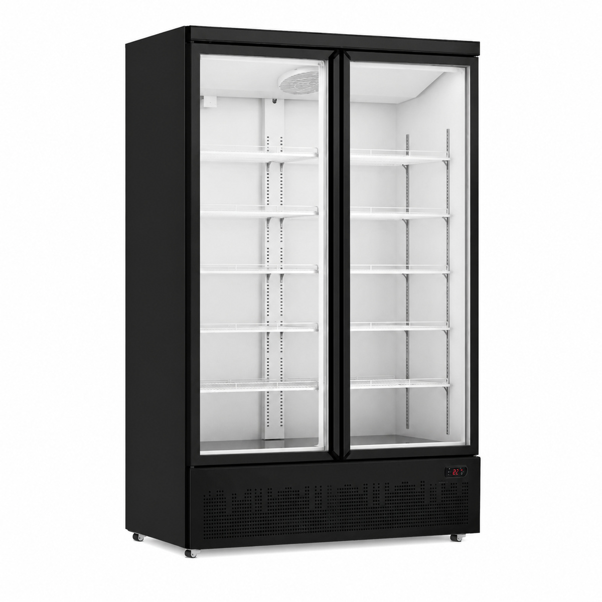 THERMASTER Supermarket Fridge Glass 2 Door 1081Lt BLACK