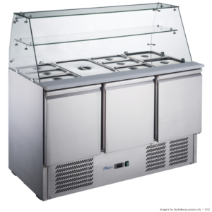 FED-X Salad Prep Fridge w/ Glass Top 3 Door 368Lt