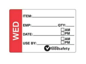 Removable Prep Labels 75x49mm WEDNESDAY (250/Roll)