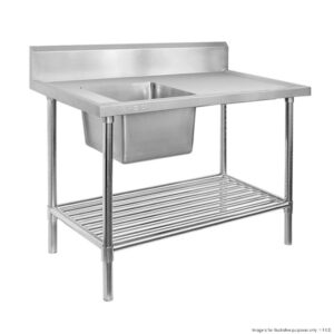Stainless Steel SINGLE LEFT Sink Bench w/ Pot Undershelf 1500x700x900