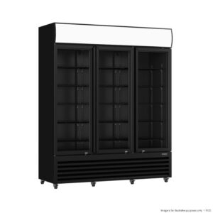 THERMASTER Upright Fridge Glass 3 Door 1065Lt BLACK