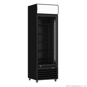 THERMASTER Upright Fridge Glass 1 Door 370Lt BLACK