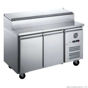 FED-X Pizza Prep Bench Fridge 2 Door 390Lt (Holds 8x1/3 Size GN Pan)