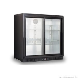 THERMASTER Under Bench Bar Cooler 2 SLIDING Door 188Lt BLACK