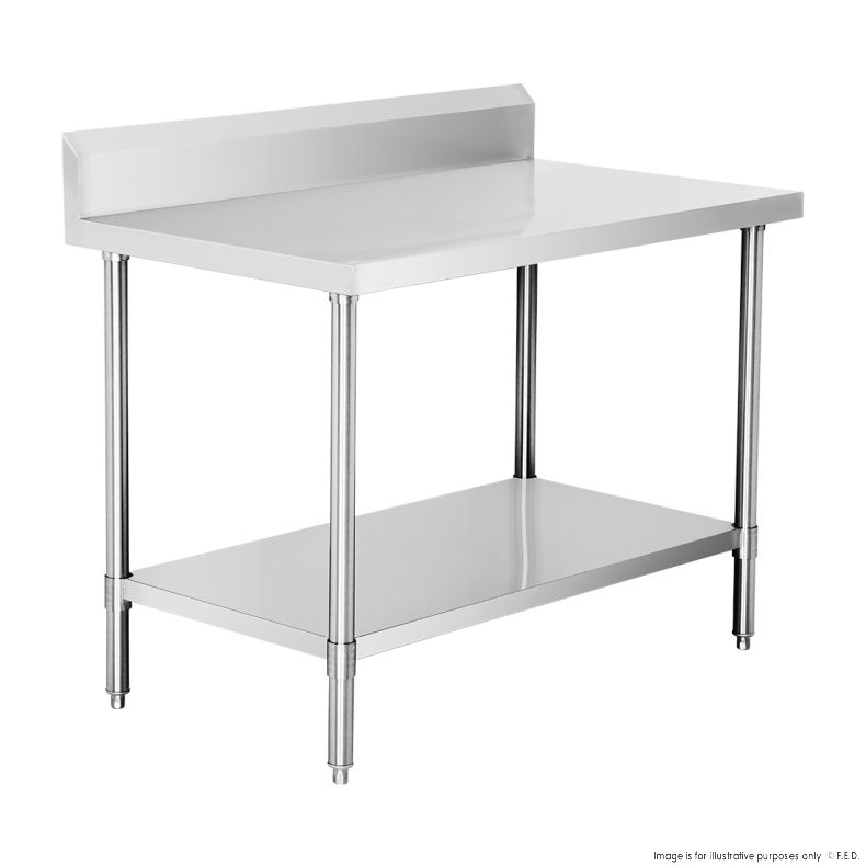 Stainless Steel Work Bench w/ Undershelf & Splashback 1800x700x900mm