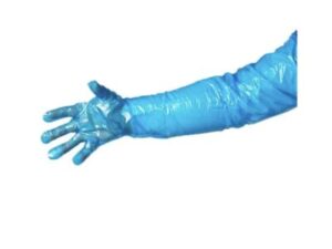 Polyethylene Gloves Shoulder Length, Blue, MEDIUM (100/PCK)