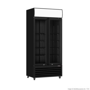 THERMASTER Upright Fridge Glass 2 Door 568Lt BLACK
