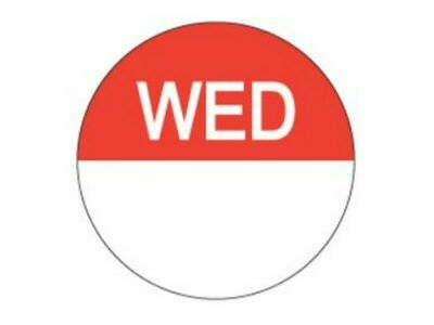 Removable Day Labels 24mm Circle WEDNESDAY (1000/Roll)