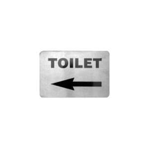 Wall/Door Sign S/S, TOILET LEFT ARROW, 120x80mm