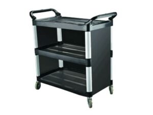 Utility Trolley 3 Shelf, BLACK, 845x430x950mm, CLOSED SIDES