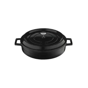 Cast Iron Round Low Casserole, LAVA BLACK, 280mm/3.4Lt