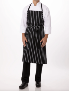 Apron BIB, CHEF WORKS ENGLISH, Black Chalkstripe