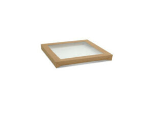 Lid For Brown Kraft Catering Tray, SQUARE MEDIUM (100/CTN)