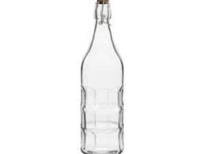 Glass Bottle PANELLED, 1Lt CLEAR (Box of 12)