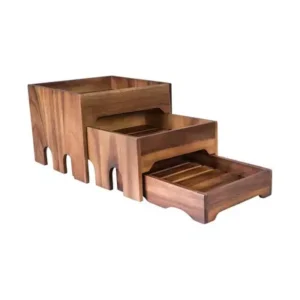 Nesting Riser Acacia Wood 3 Tier Set, MODA BROOKLYN