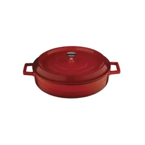 Cast Iron Round Low Casserole, LAVA RED, 280mm/3.4Lt