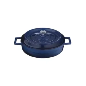 Cast Iron Round Low Casserole, LAVA BLUE, 280mm/3.4Lt