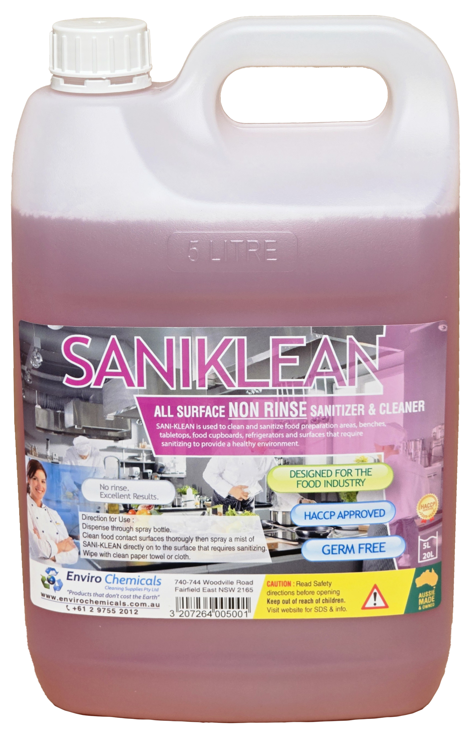 Food Surface Sanitiser HACCP APPROVED 5Lt, SANIKLEAN