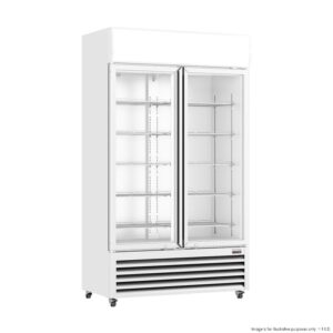 THERMASTER Upright Fridge Glass 2 Door 1075Lt WHITE