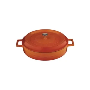 Cast Iron Round Low Casserole, LAVA ORANGE, 280mm/3.4Lt