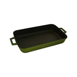 Cast Iron Rectangular Dish, LAVA GREEN, 470x260x65mm/4.8Lt