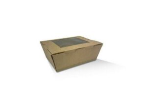 Brown Kraft Board Lunch Box w/ PLA Window, MEDIUM (200/CTN)