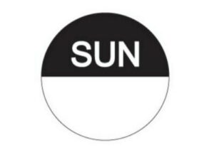 Removable Day Labels 24mm Circle SUNDAY (1000/Roll)