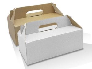 Brown/White Kraft Corrugated Carry Box, LARGE (100/CTN)