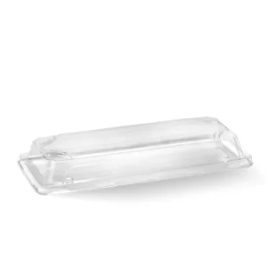 PET Lid For BioCane Sushi Tray LONG NATURAL BIOPAK (600/CTN)