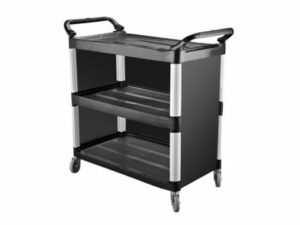 Utility Trolley 3 Shelf, BLACK, 1020x500x960mm, CLOSED SIDES