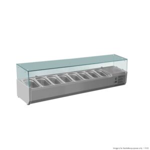 FED-X Salad Bench w/ Flat Glass Top (Holds 8x1/3 Size GN Pan)
