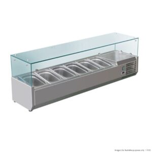FED-X Salad Bench w/ Flat Glass Top (Holds 6x1/3 Size GN Pan)
