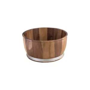 Round Bowl Acacia Wood w/ S/S Band, MODA BROOKLYN, 310x155mm