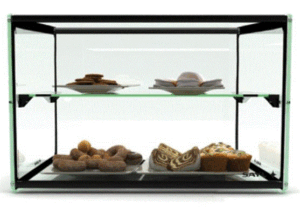 Ambient Glass Display w/ Rear Sliding Door 2 Tier 550x390x375mm