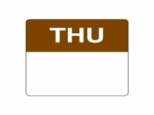 Removable Day Labels 40mm Square THURSDAY (500/Roll)