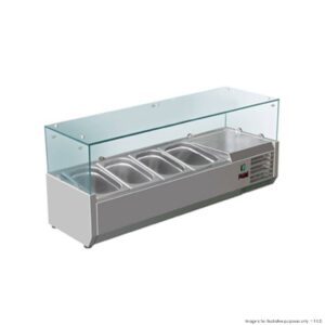 FED-X Salad Bench w/ Flat Glass Top (Holds 4x1/3 Size GN Pan)
