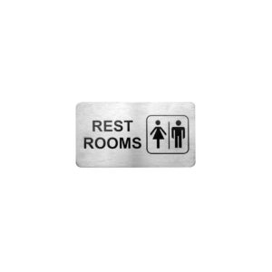 Wall/Door Sign S/S, RESTROOMS, 110x60mm