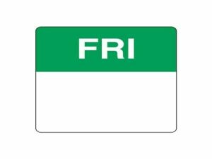 Removable Day Labels 40mm Square FRIDAY (500/Roll)