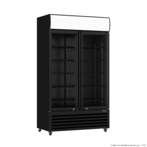 THERMASTER Upright Fridge Glass 2 Door 730Lt BLACK